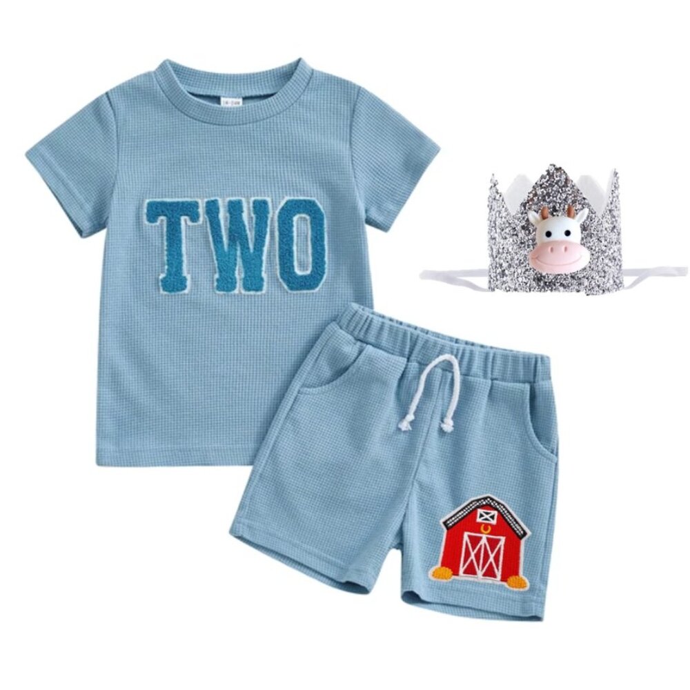 Barnyard Second Birthday Cow Outfit Cowboy Clothes Barn Shirt Cow Shorts